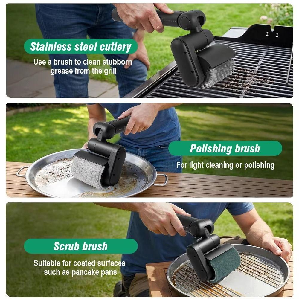 Detachable Electric Grill Brush Stainless Steel Barbecue Cleaner Tools  Outdoor Use