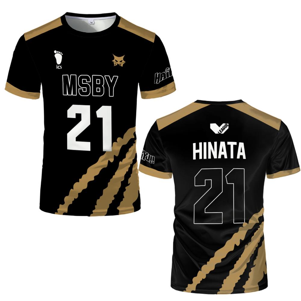 Summer Hinata Shoyo Black Jackal Volleyball Jersey T-shirt Haikyuu MSBY Anime Jerseys Print Tee Street Sports Oversized Kid Tops