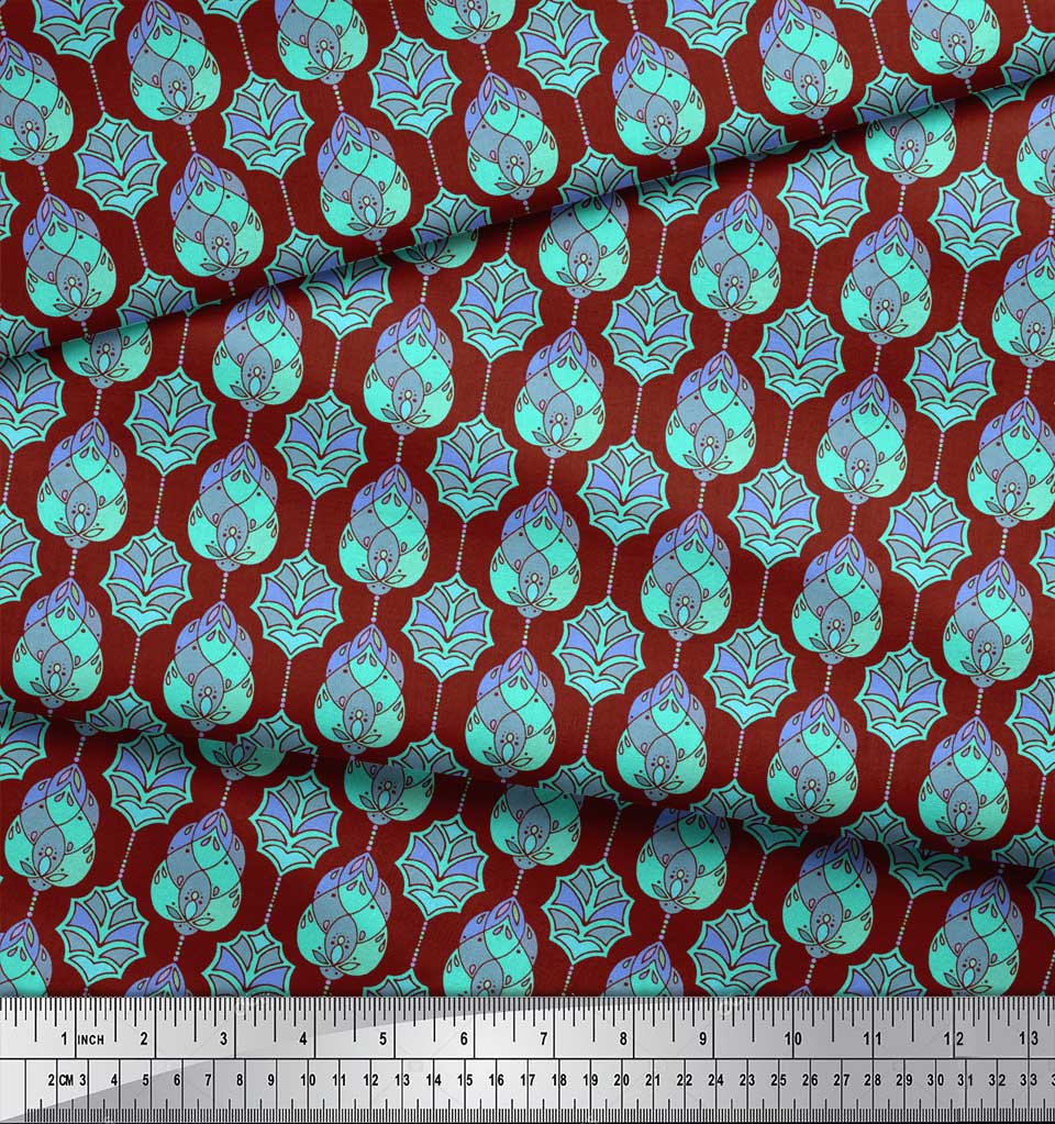 Soimoi Красная японская креп-сатиновая ткань Марокканская дамасская ткань для рукоделия с принтом шириной 42 дюйма по метрам