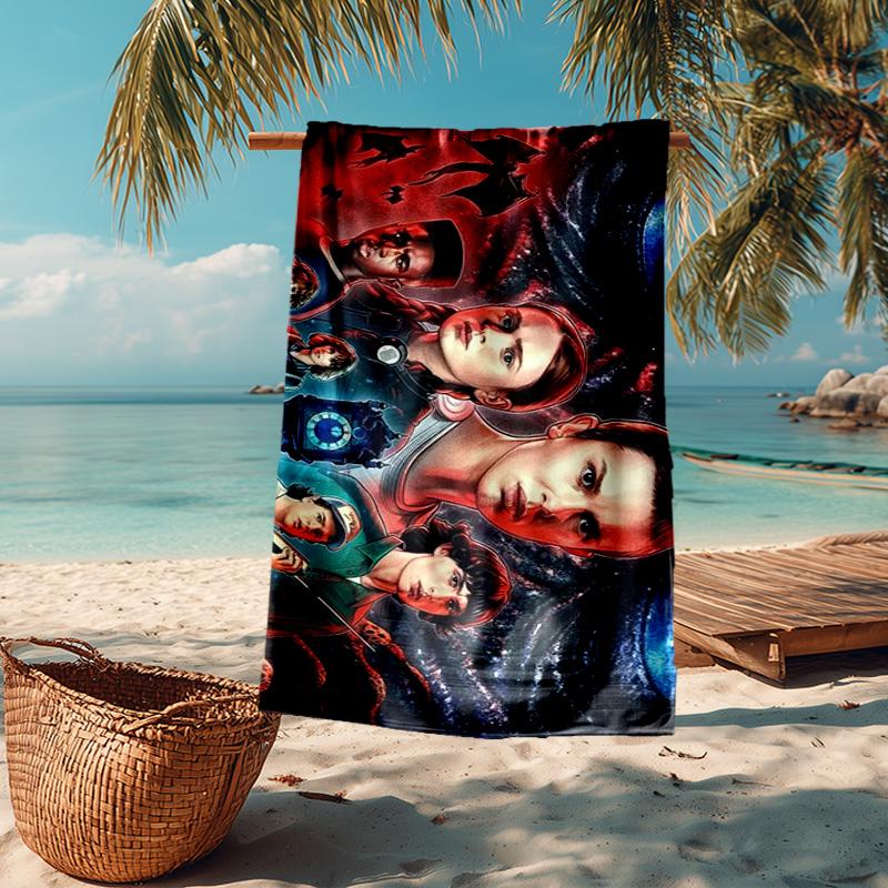 1PC Stranger Eleven Upside Down Beach Towel - Soft, Absorbent Microfiber, Lightweight, Ideal for The Beach, Parties, Travel, Camping fan gifts