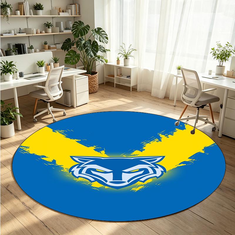 Warrington Wolves Printed Round Crystal Velvet Rug Soft Non Slip Floor Carpet For Bedroom Holiday Gift
