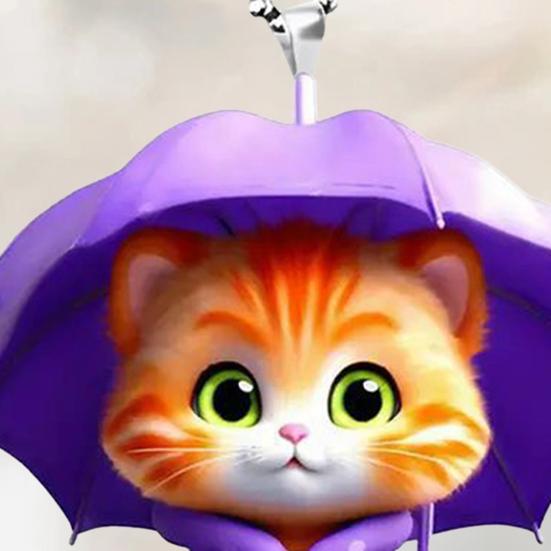 Umbrella Cat Pendant Car Rearview Mirror Charm Kitten 2D Acrylic Car Ornament Cartoon Hanging Decoration for Car Interior Home Window Keys