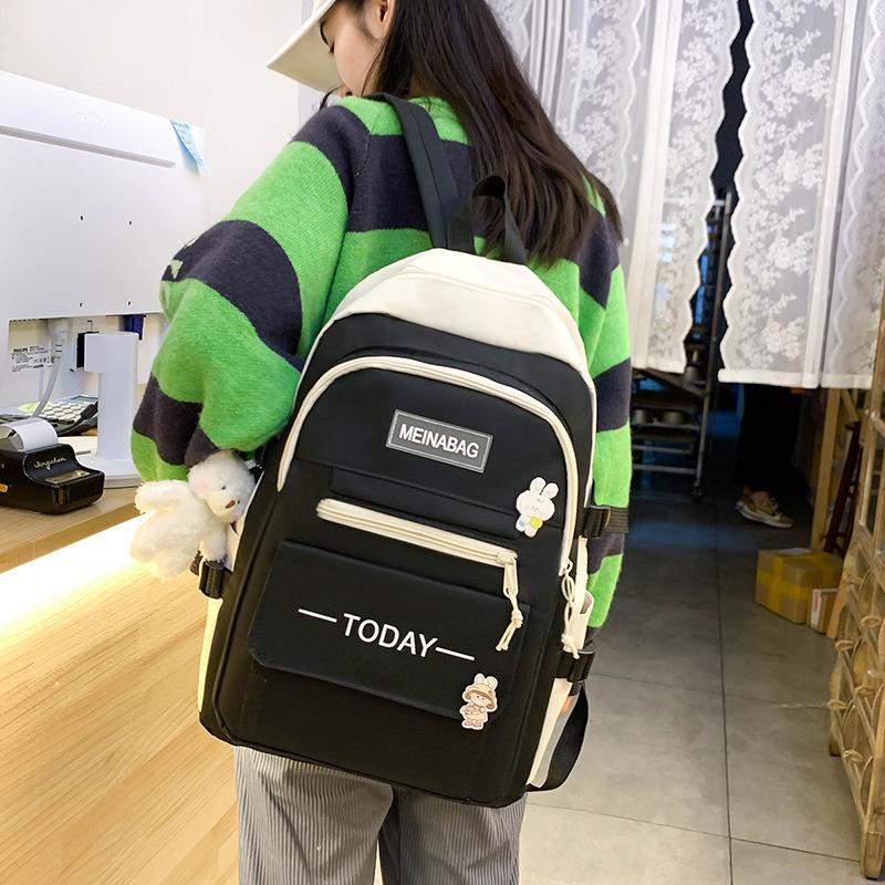 5 шт., школьный рюкзак Оксфорд, женские рюкзаки для школьников старших классов, большой вместительный водонепроницаемый универсальный рюкзак