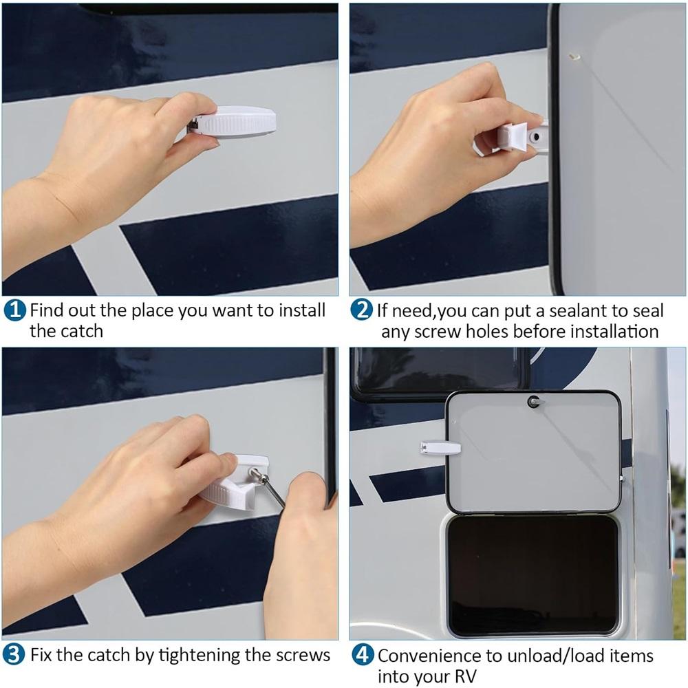 4Pcs RV Storage Door Latch, ABS Plastic Trailer Compartment Door Catch, UV Resistant Hatch Support Holder For Camper Van