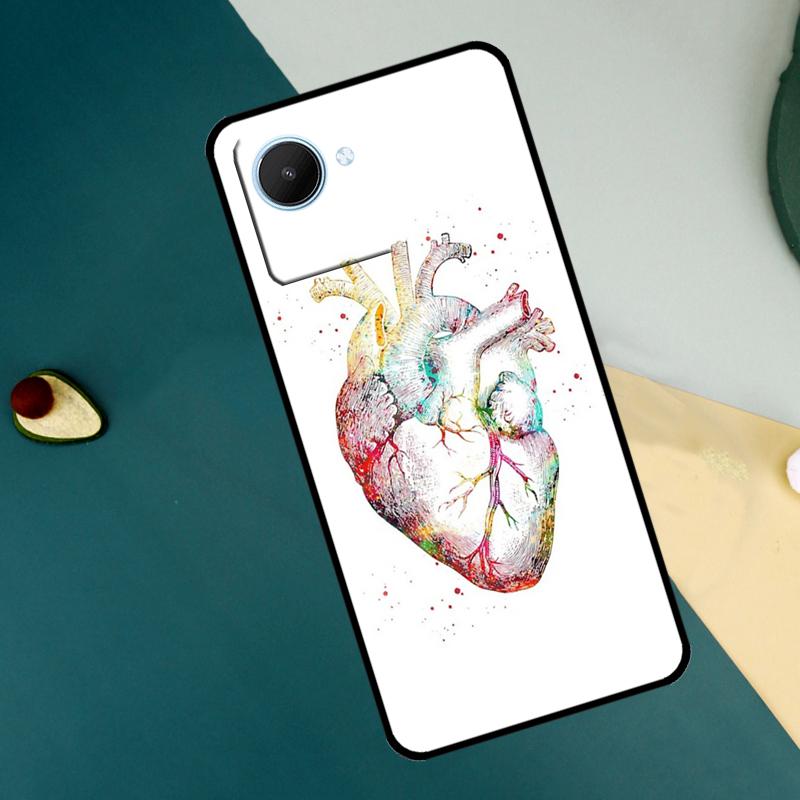 Анатомия человеческого сердца Для Realme C55 C71 C75 C67 C63 C51 C61 C53 C35 C65 11 12 13 14 15 Pro Plus GT6 GT7 Pro Чехол