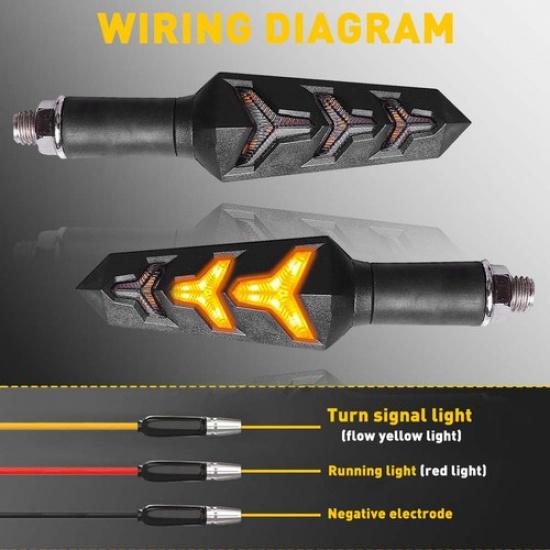 Dynamic Motorcycle LED Turn Signals Flowing Light For 12V Motorcycle Amber 4PCS