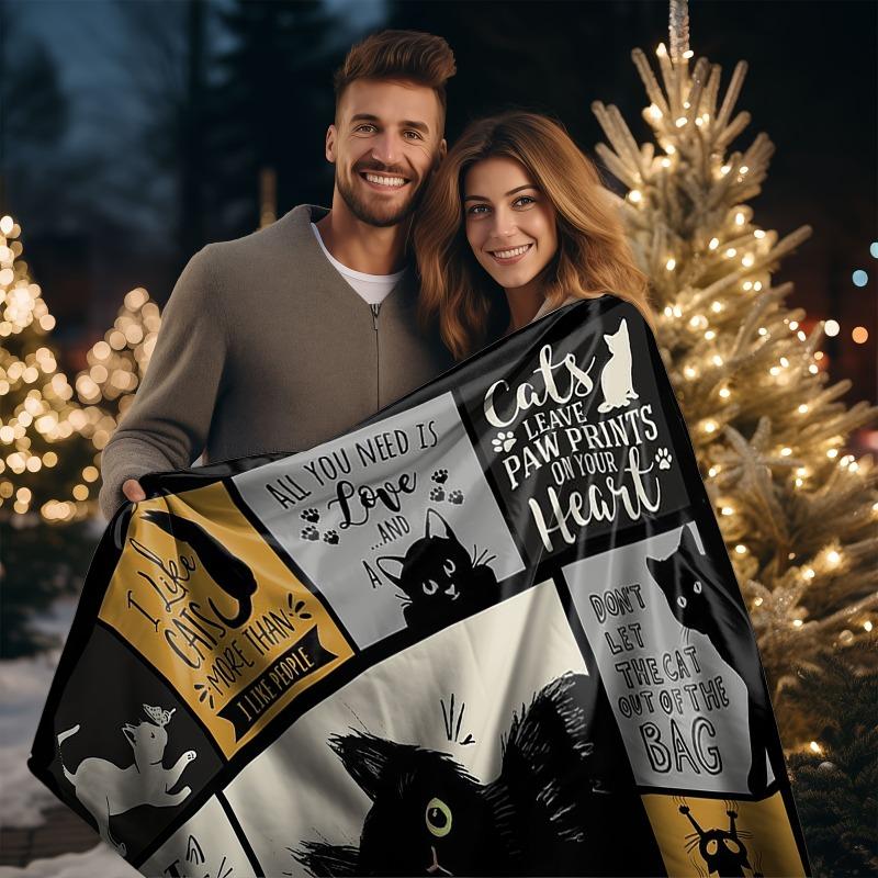 Уютное одеяло для любителей кошек Dream Blanket, супермягкое фланелевое покрывало с рисунком, цифровая печать и легкий дизайн для кемпинга, идеальный подарок