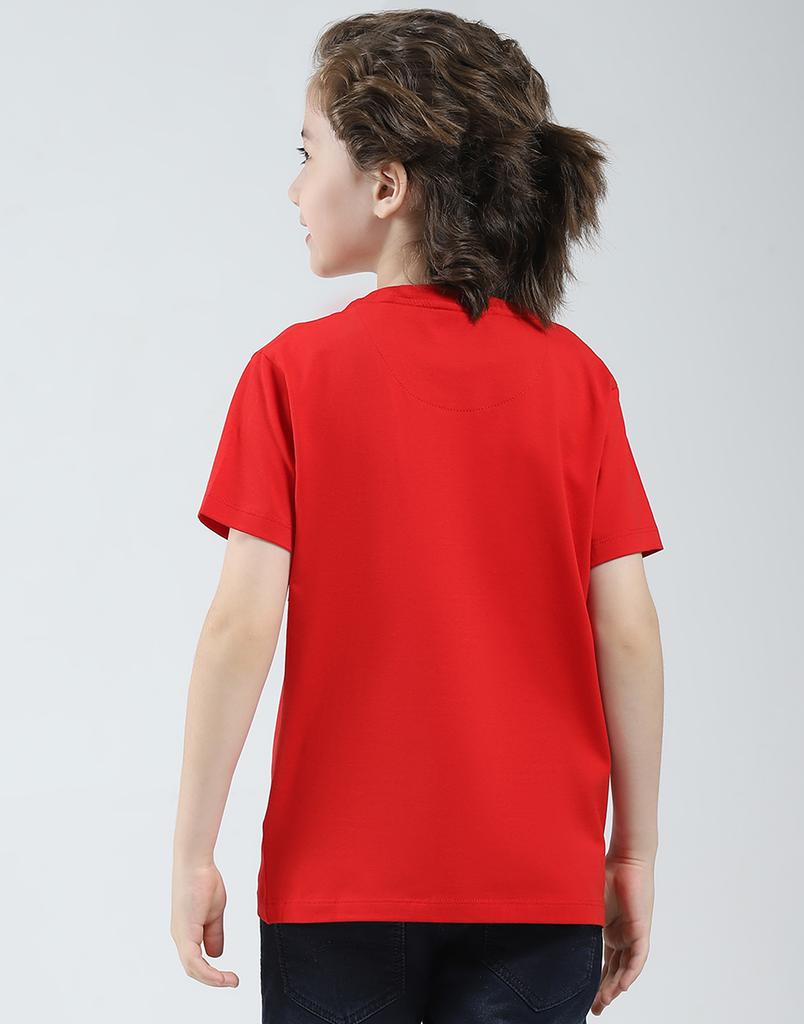 MONTE CARLO Однотонная футболка для мальчиков, стандартного кроя, с круглым вырезом и рукавом до локтя