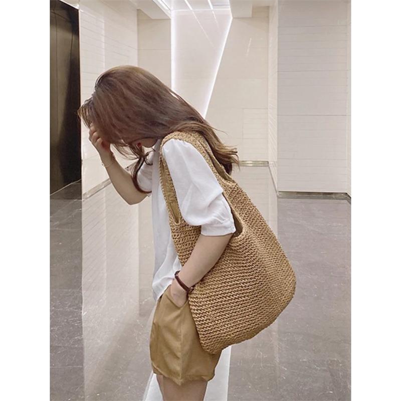 Crotchet Bag Tote,Handbags For Women,Raffia Bag,Knit Beach Bag,Raffia Woven Tote,Raffia Woven Tote,Summer Shoulder Bag,Beach Bag