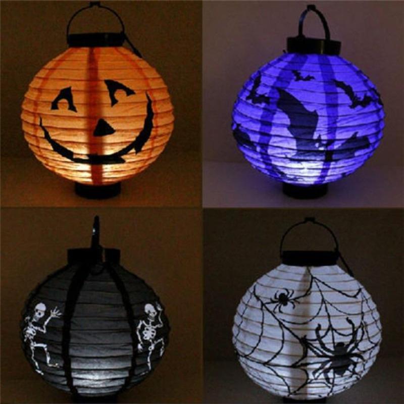 Halloween LED Paper Pumpkin Bat Spider Hanging Lantern Light Holiday Christmas Party Lamp Home Decor CDN