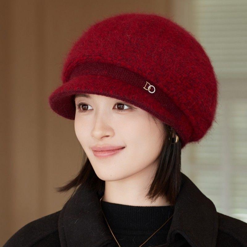 Осенне-зимняя холодостойкая вязаная теплая шапка, толстая шапка-утконос, шерстяная шапка в западном стиле для женщин
