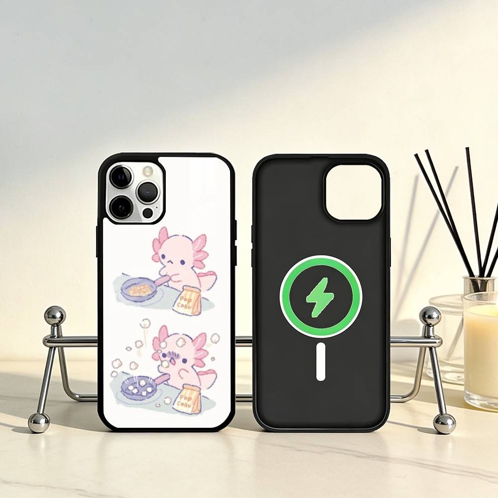 Cartoon Cute Axolotl Phone Case For iPhone17,16,15,14,13,12,11 Plus,Pro Max Magnetic For Magsafe Wireless Charging