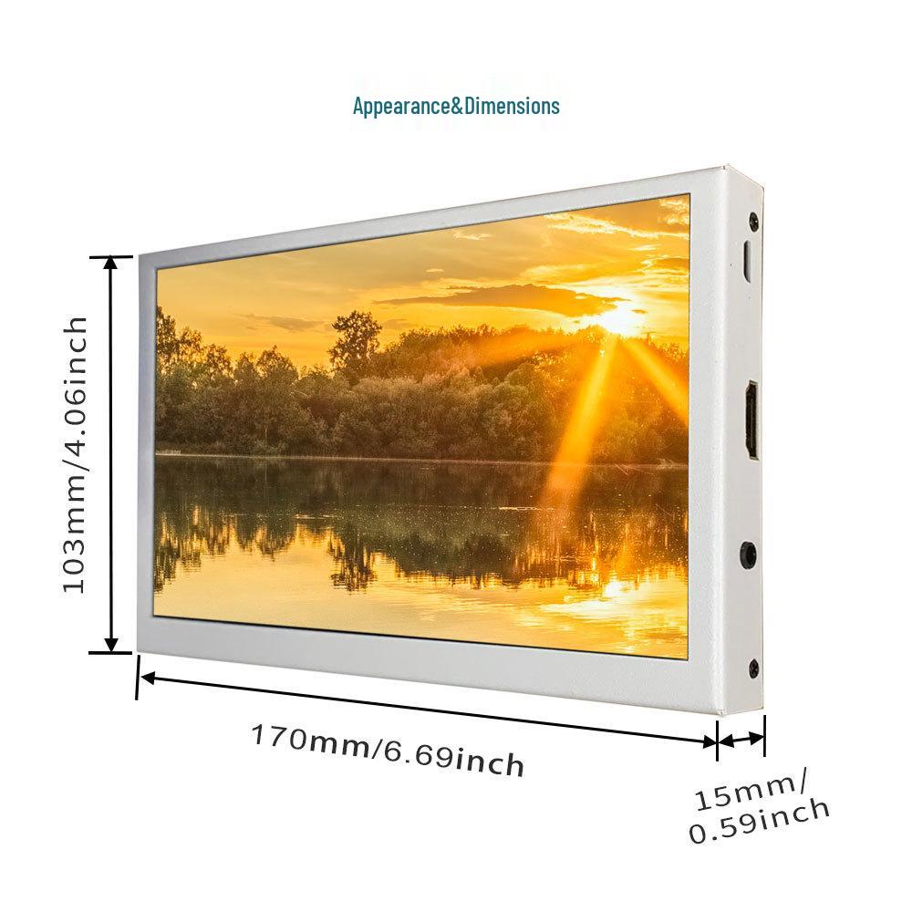 Портативный монитор HDNI: Черно-белый металлический корпус, емкостный сенсорный ЖК-дисплей высокой четкости