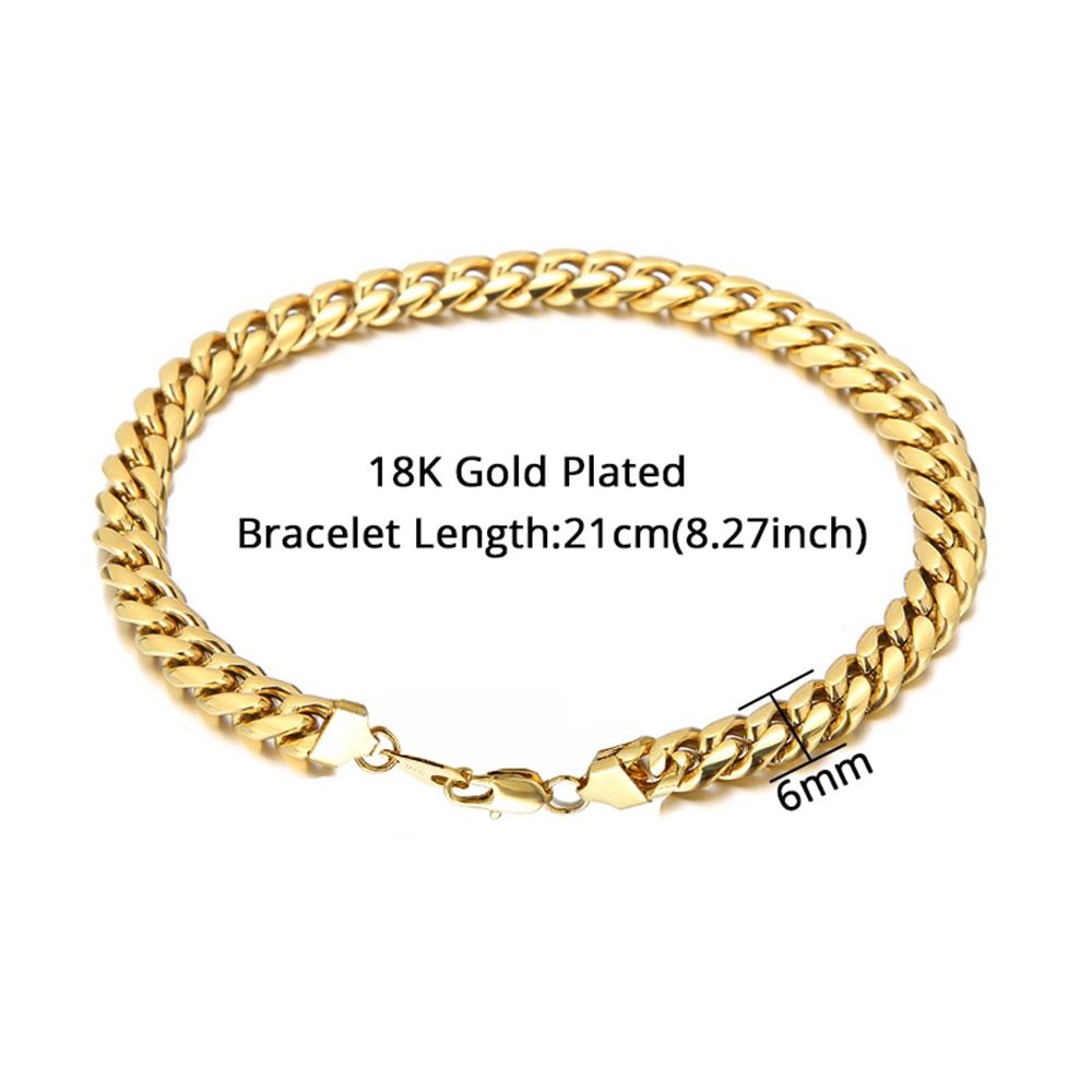 Punk Fashion 8mm Miami Curb Cuban Link Chain Bracelet Gold Silver Color Stainless Steel Hand Chains For Men Women Jewelry Gift