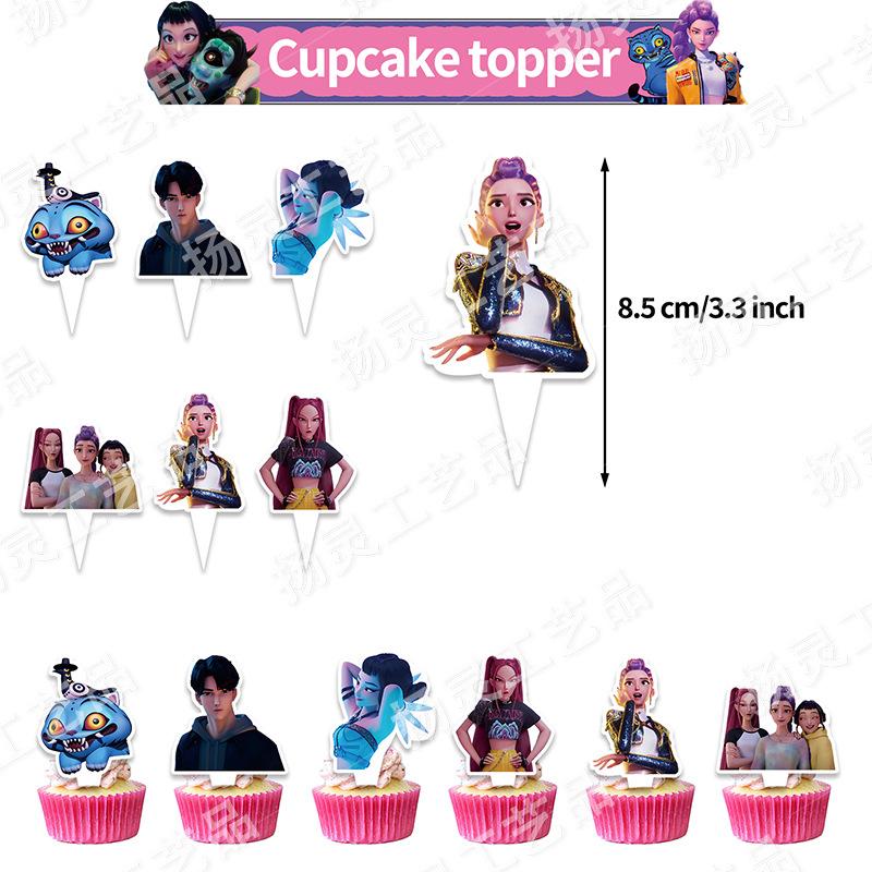 K-pop Party Decorations Demon Hunters Disposable Party Cutlery Set Flag Pulling Birthday Decoration Korean Kpop Party Decor