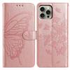 For iPhone 16 Pro Max Case Butterfly Imprinted Wallet Stand PU Leather Flip Phone Cover with Strap