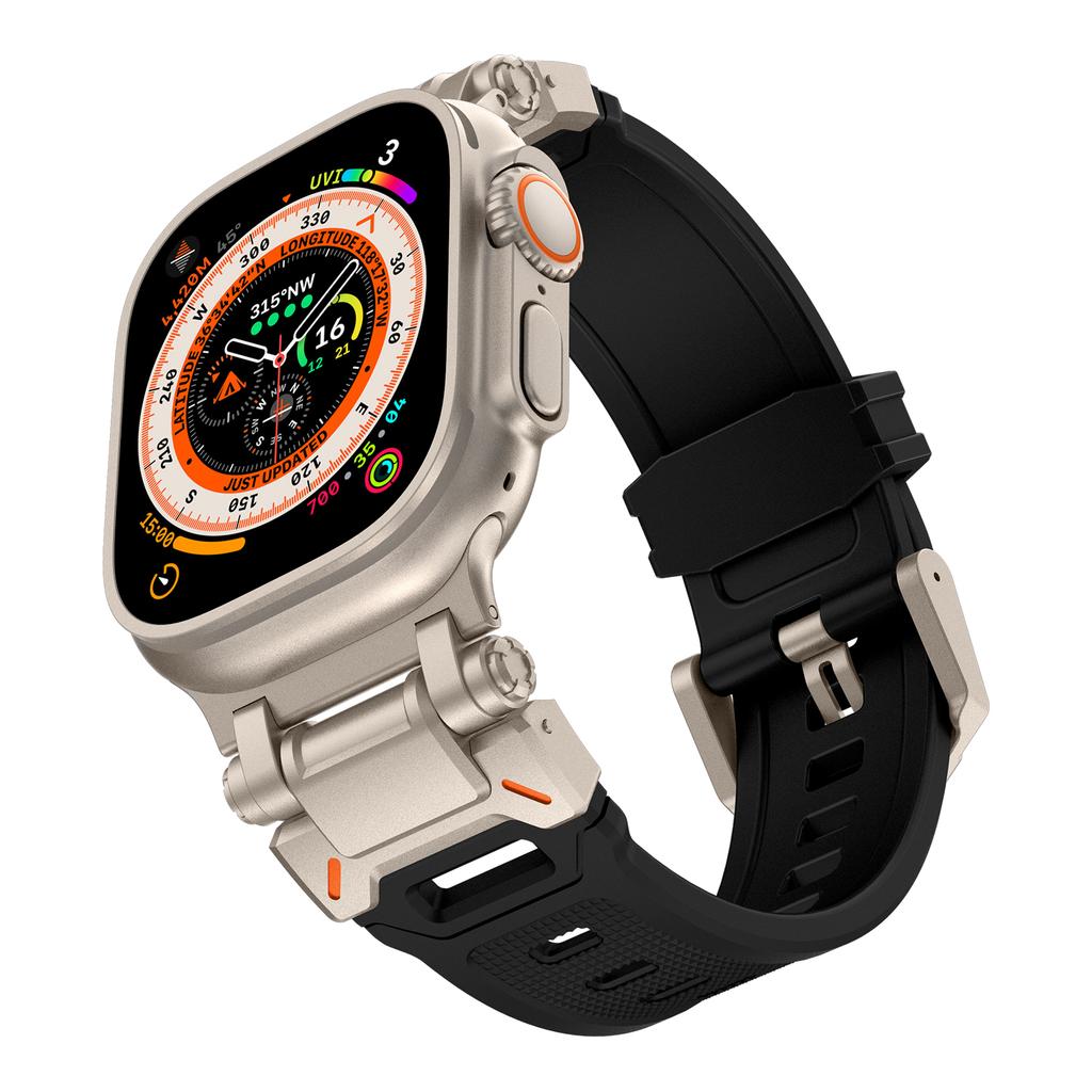 Strap For Apple Watch Ultra 2 Band 49mm 45mm 44mm 42mm 44 mm Rugged metal+Silicone Bracelet correa iWatch Series 9 6 5 4 7 8 SE