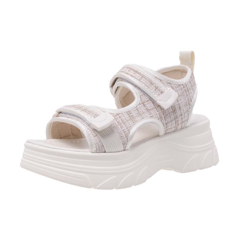 Летние массивные сандалии для женщин, модные сандалии на платформе, женские повседневные сандалии на танкетке, женские сандалии однотонные спортивные на каблуке