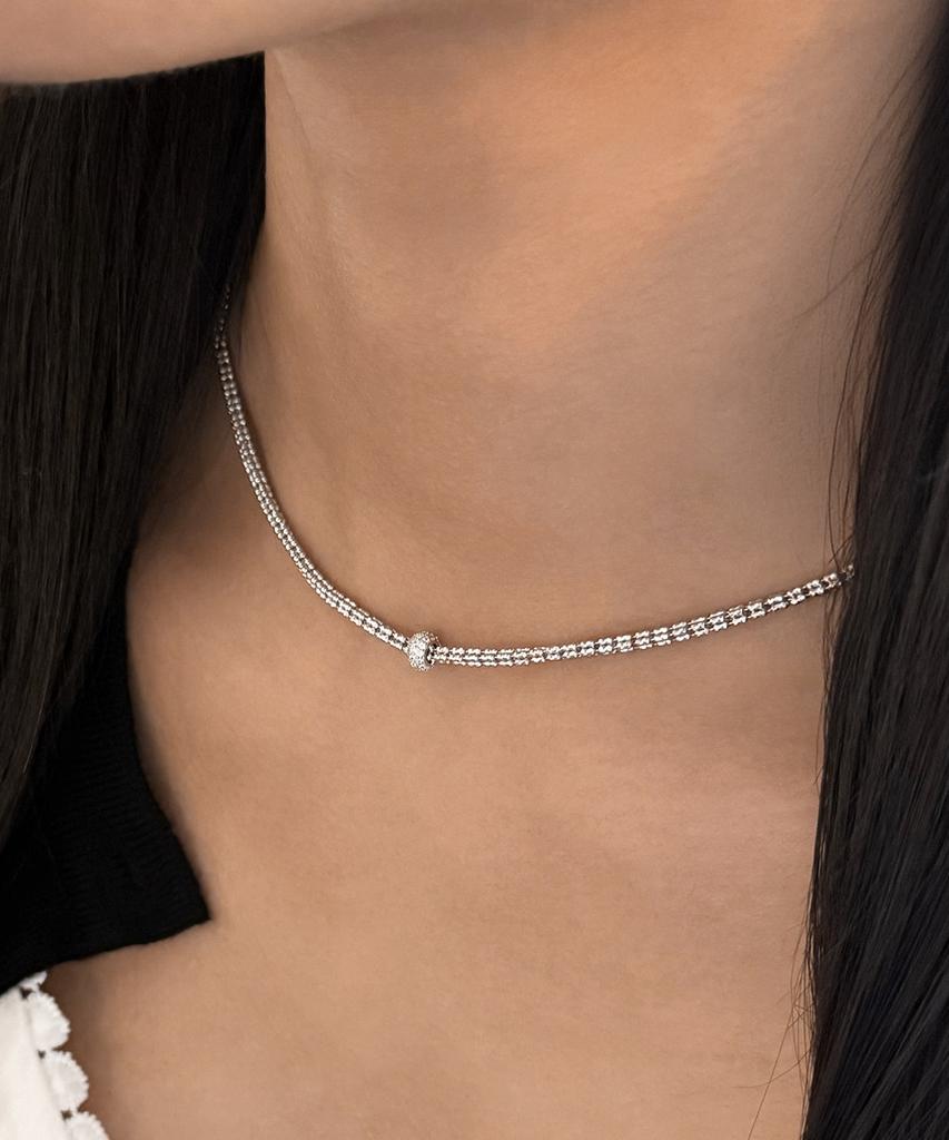 Mcel Silver Tia Pavé Ball Necklace