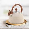 2.5L Stainless Steel Loud Whistling Tea Kettle Food Grade Tea Pot Stove Top Teapot Anti-Hot Wooden Handle For All Heat Source