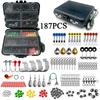 187/263 Pcs Fishing Tools Accessories Kit Jig Hooks Fishing Sinker Weights Swivels Snaps Connectors with Fishing Tackle Lure Box