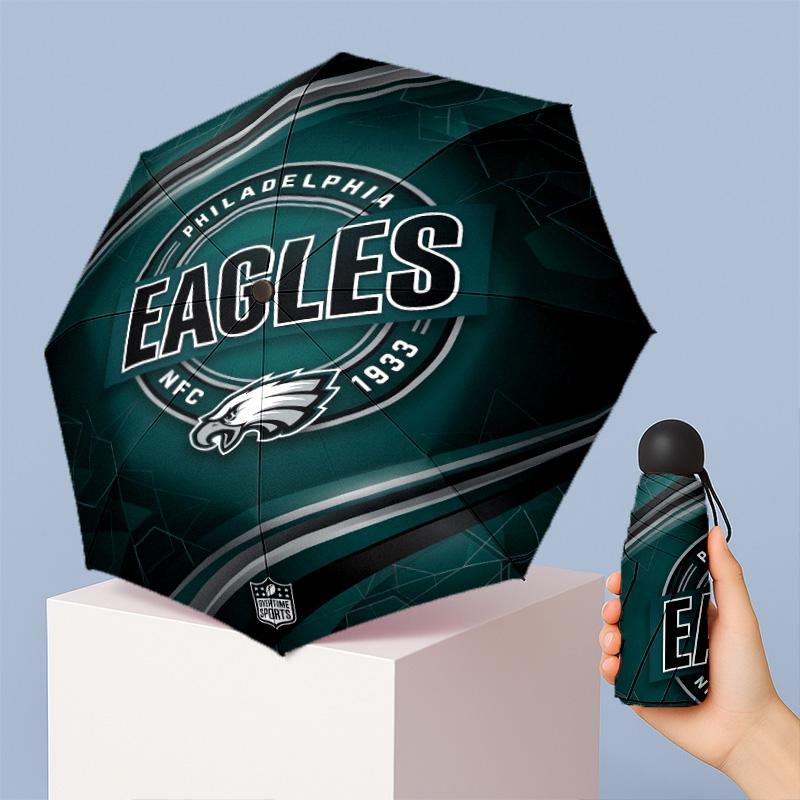 Philadelphia Eagles Напечатанные 5?Сложить Мини-зонт 8?Складной ветрозащитный зонт с ребрами для женщин, карманный