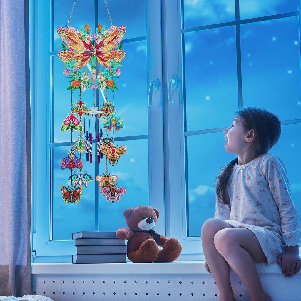 Подвеска-музыка ветра с бриллиантами ручной работы: Креативная 3D алмазная живопись для весеннего декора