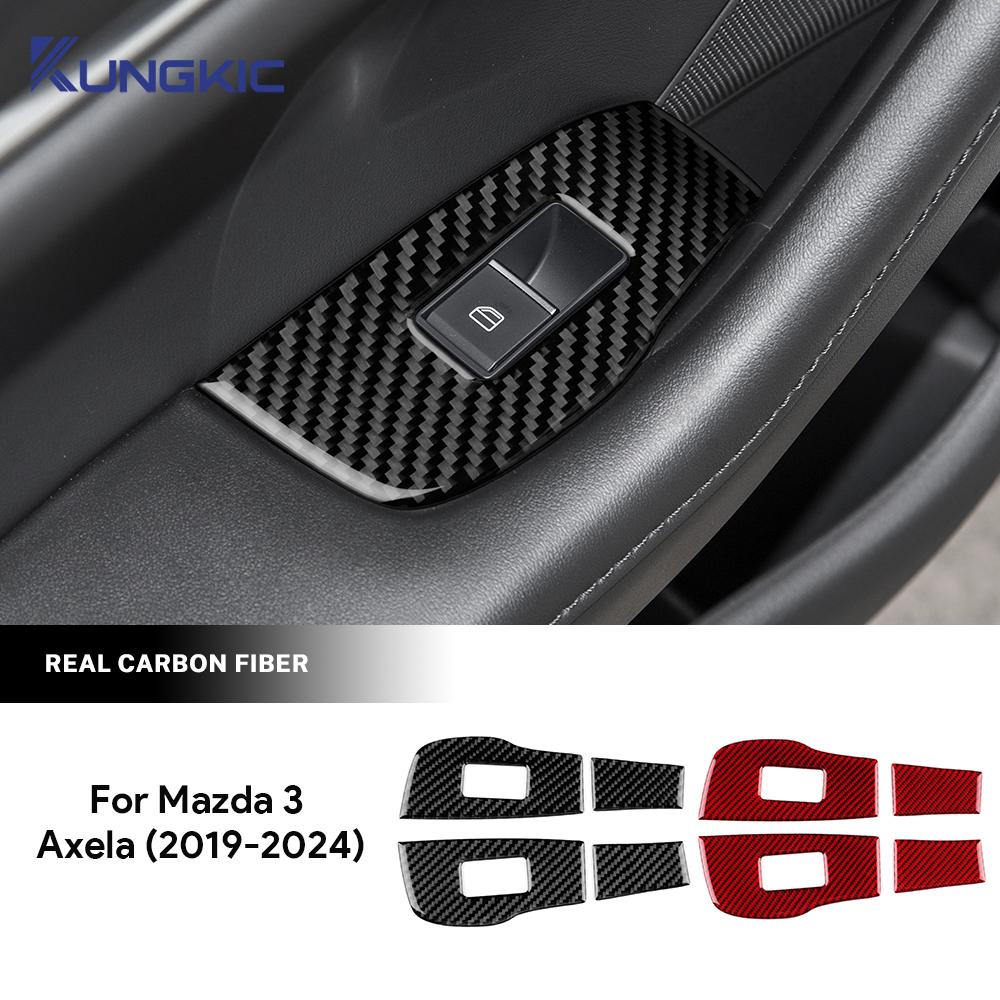 Настоящее Мягкое Углеродное Волокно Для Mazda 3 BP Axela 2019 2020 2021 2022 2023 2024 2025 Автомобильная Накладка-Наклейка на Панель Рамки Подъемника Задней Дверной Окны
