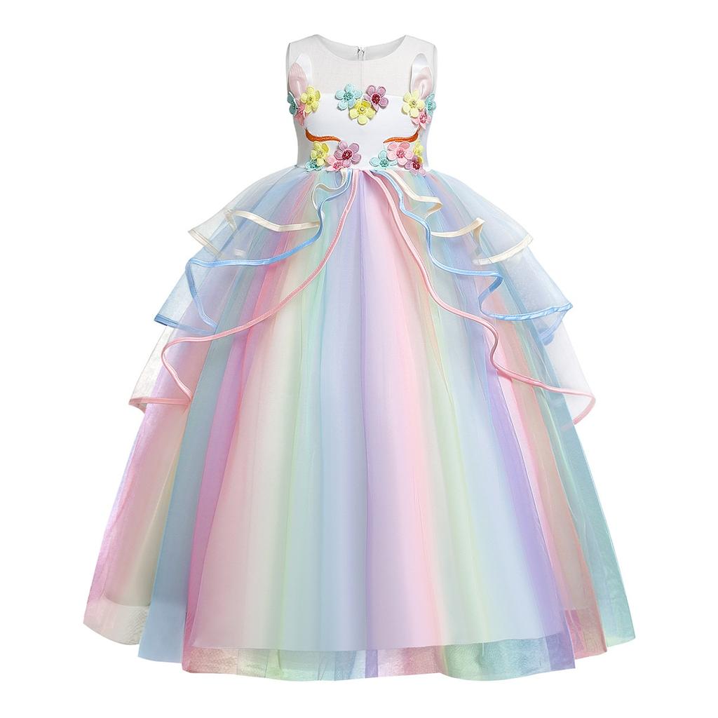 Unicorn Dress for Girls 8-10 Years 140 cm White Halloween Christmas Party