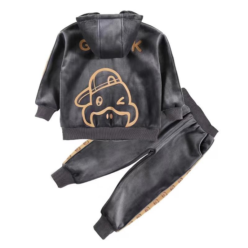Костюмы для мальчиков на весну и осень, спортивные модели для детей среднего возраста, зимние модели, костюмы-двойки из бархата, повседневные модели в западном стиле