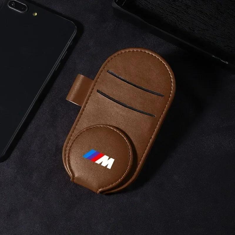 2025 Car For BMW Leather Car Glasses Clip Sun Visor Multi-function Sunglasses Clip Car Styling For BMW M Performance M3 M5 M6 F2