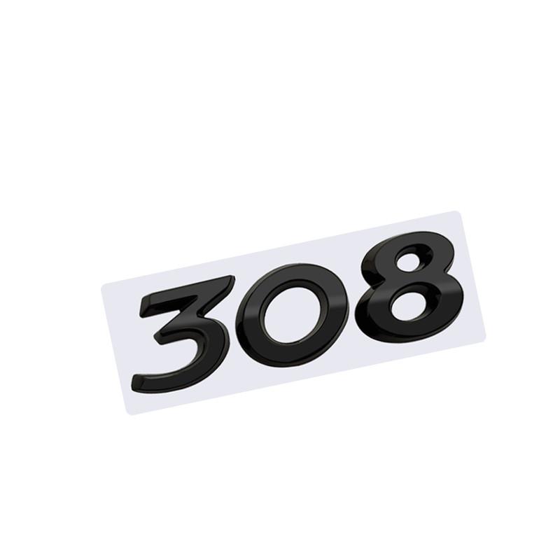 SQOB1 3D Glossy Black Chrome Silver Metal Logo Emblem Badge Decal Car Sticker for Peugeot 308 Car Accessories