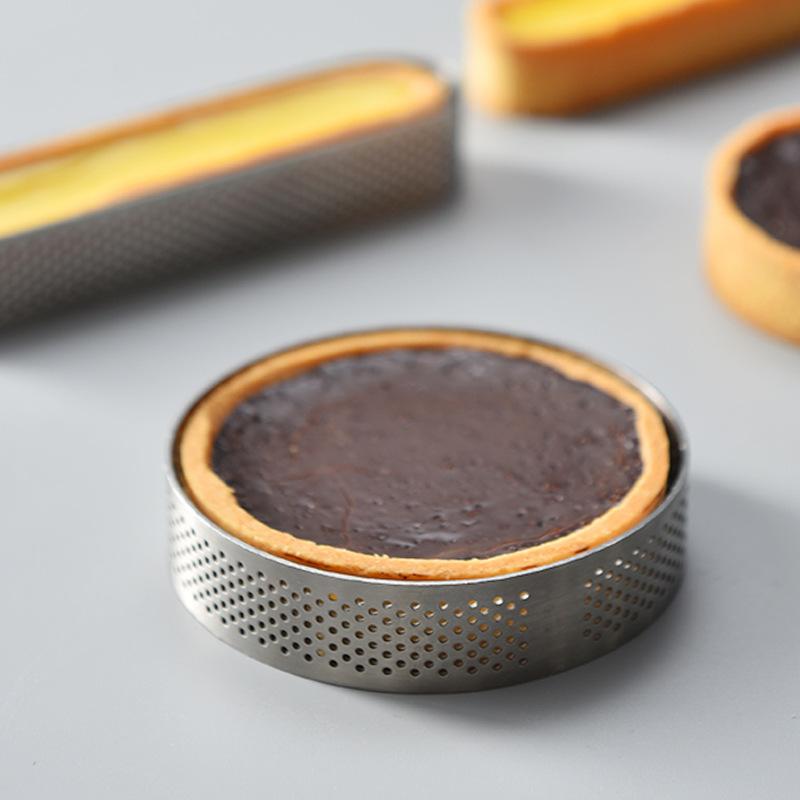 Circular Tart Ring Stainless Steel Tartlet Mold Perforated Fruit Pie Quiche Cake Mousse Mold Kitchen Pastry Baking Mold