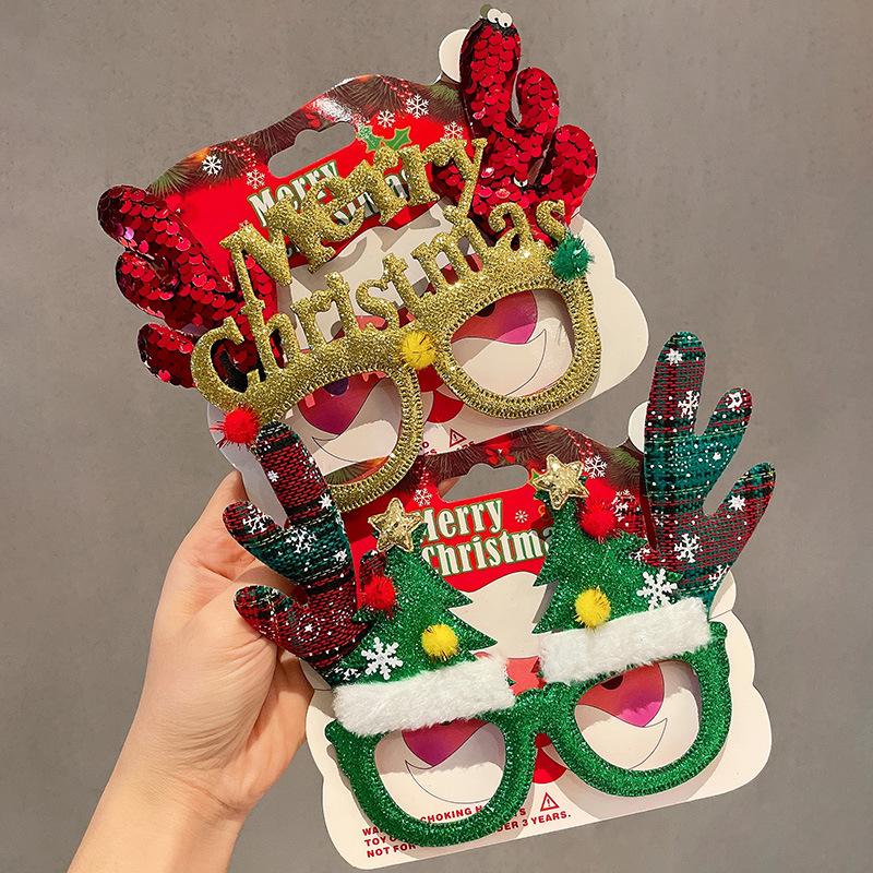 Christmas Glasses Frame Santa Claus Christmas Tree Elk Merry Christmas Glasses Props Christmas Decorations Party Decorations