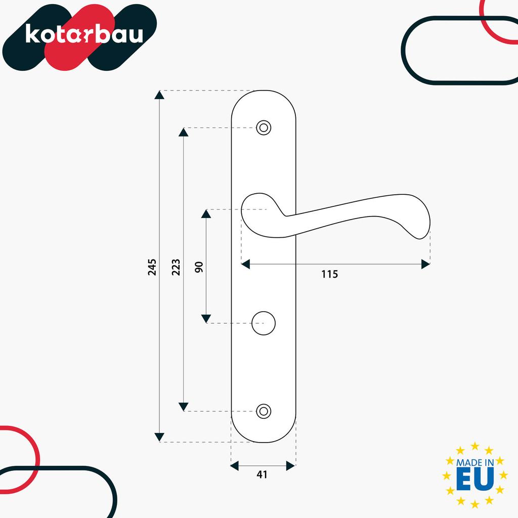 Door Handle Long Plate Toilet Lock For Bathroom Classic Satin 90 MM