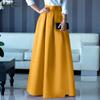 Women Summer Fashion A-line Long Skirts Solid Color Loose Maxi Skirts