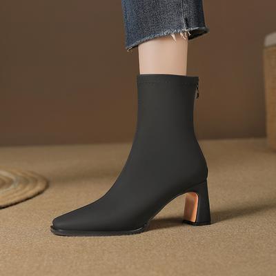 Британский стиль ретро ботинки Мартин женские осень 2025 новые короткие ботинки на задней молнии универсальный темперамент толстый каблук тонкие ботинки