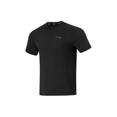 Li Ning Running Series однотонный круглый вырез пуловер дышащая футболка с коротким рукавом мужские топы черный ATSU195-1