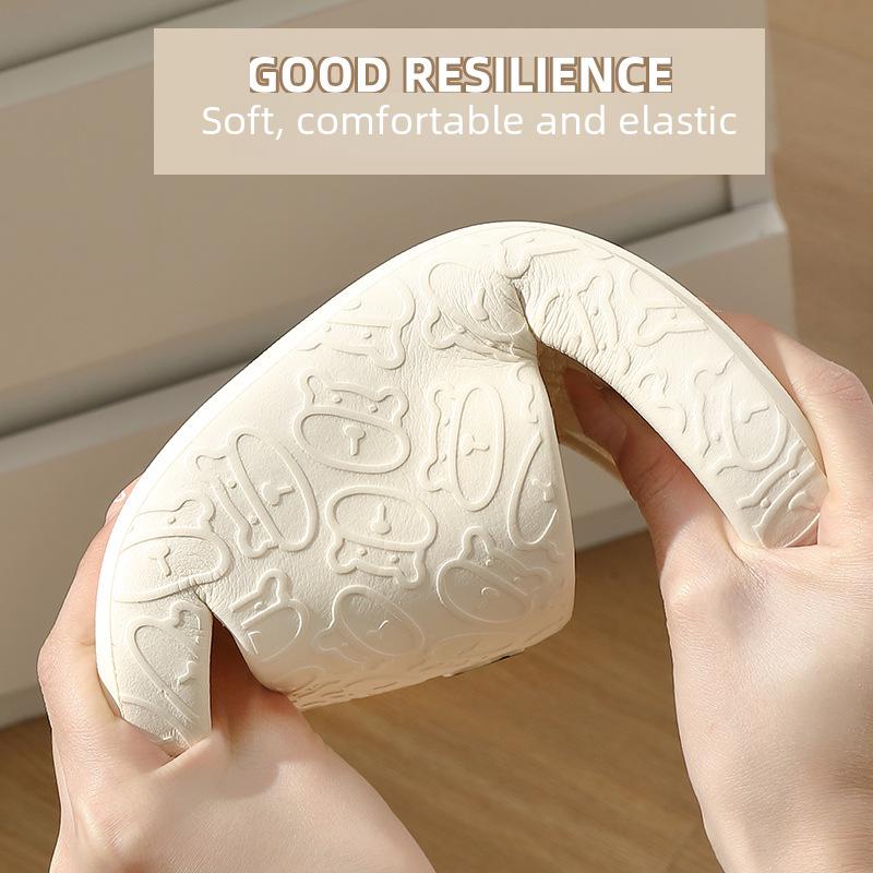 Женские нескользящие летние тапочки большого размера, милый дизайн с медведем; Мужские домашние тапочки для купания на лето.