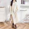 Mokana Autumn/Winter Elegant Long Sleeve Turtleneck Merino Wool Long Dress MKNJD3907