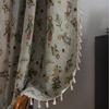 Semi-Sheer Floral Jacquard Curtain With Tassel Trim Living Room Bedroom Balcony Apartment Window