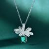 Tancise Jewelry Emerald High Carbon Diamond Necklace 925 Silver Hand Inlaid 5 * 7 Green Light Pendant 40 + 3
