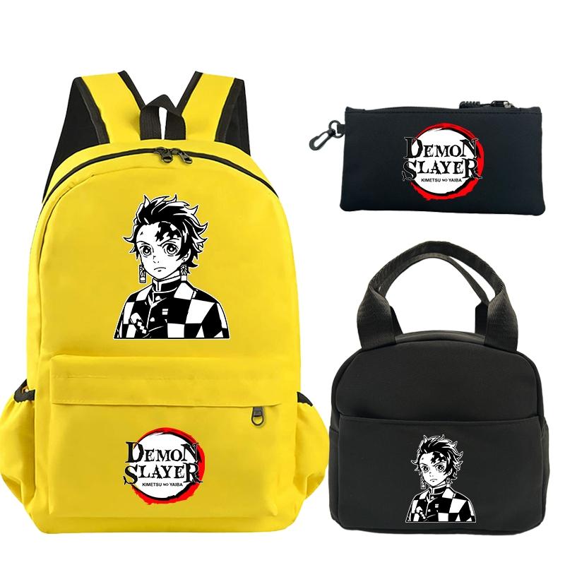 3 шт./компл. рюкзак «Убийца Демонов» с принтом, сумка для обеда, пенал для подростков, детский школьный рюкзак для девочек и мальчиков