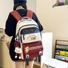 Women's Large Capacity Baackpack Color Block Middle School Schoolbag Cartoon Backpack