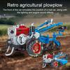 Mini Retro Agricultural Tractor Model with Light Sound Movable Joints Hand-cranked Farm Ridging Rotary Tillage Vehicle Toy Figurine Decoration