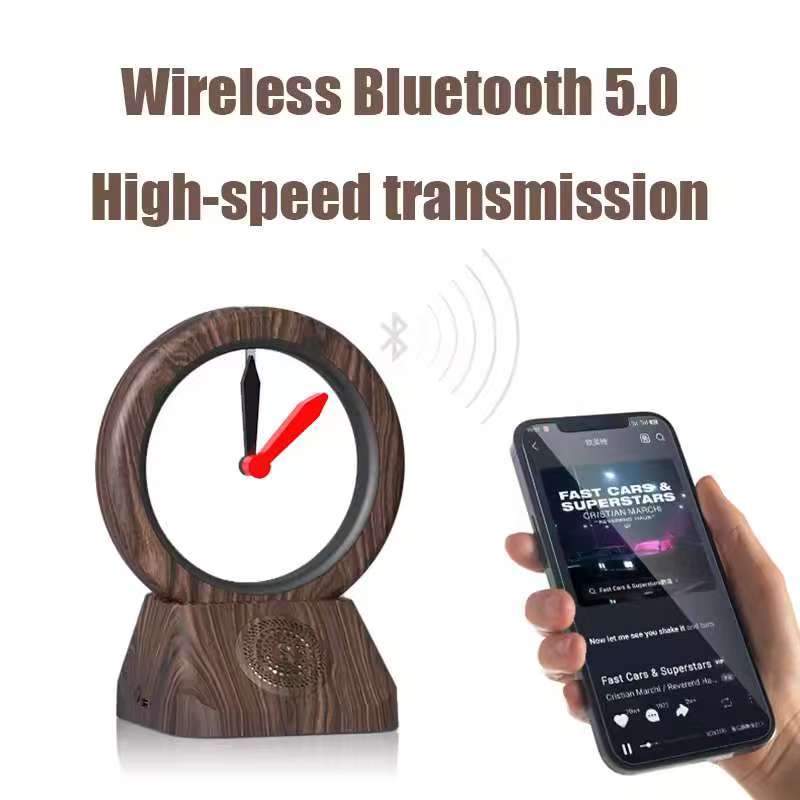 Retro floating clock, creative indoor watch clock, living room decoration, desktop clock, luxurious desktop decoration, Bluetoot