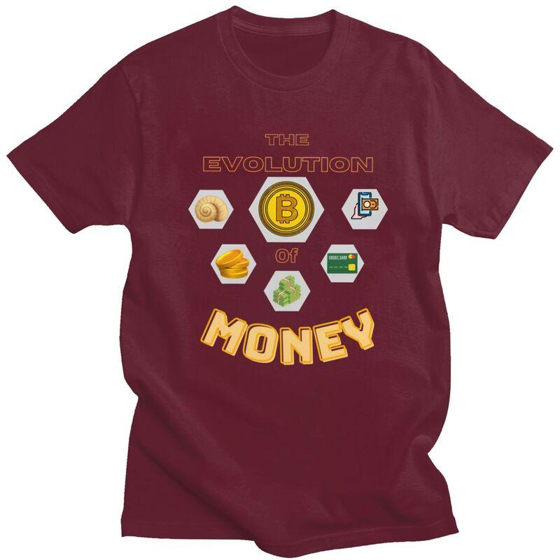 The Evolution Of Money T Shirts Unisex Crypto Bitcoin Gift Tshirt Streetwear Tee Tops For Husband Pure Cotton Slim Fit Tshirts
