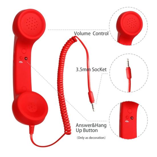 Mobile Phone Receiver Phone Handset with Retro 3.5MM Adjustable Volume And Microphone Mobile