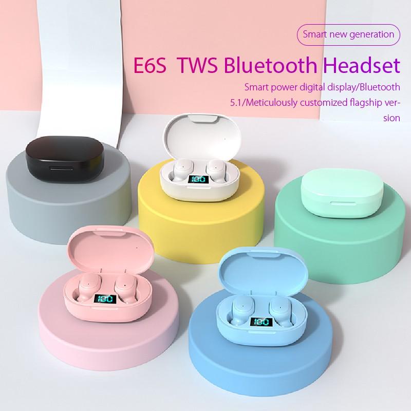 TWS E6S Bluetooth Headphones Wireless Headphones-in-resistant Sports Headphones with Noise Reduction for Xiaomi Redmi with A Microphone