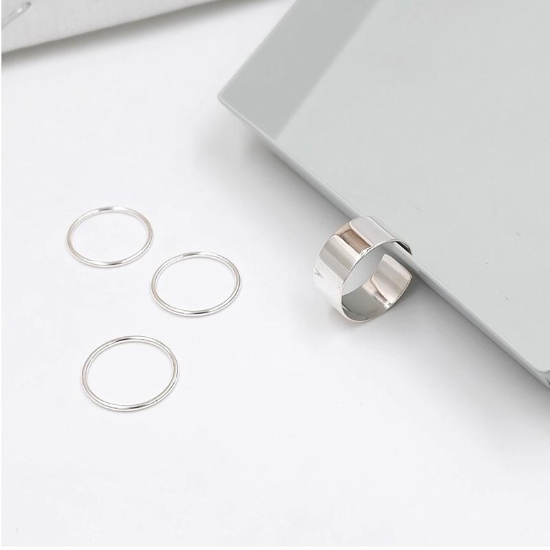 VENTFILLE 925 Sterling Silver Thumb Glossy Rings For Women Simple Big Wide Finger Ring For Unisex Jewelry Punk Rock
